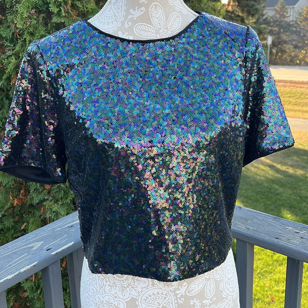 Sequin Crop Top Sz L